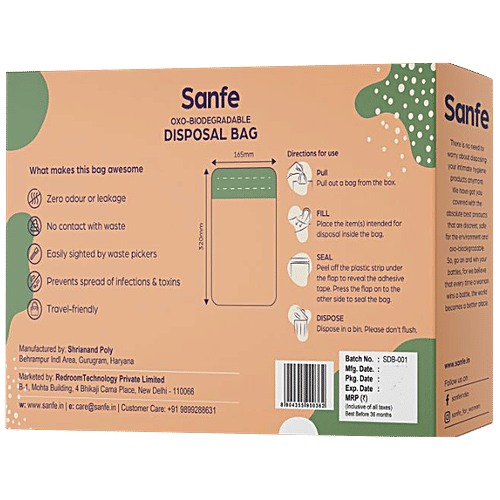 Buy Sanfe OxoBiodegradable Disposal Bag Leak Proof, For Sanitary