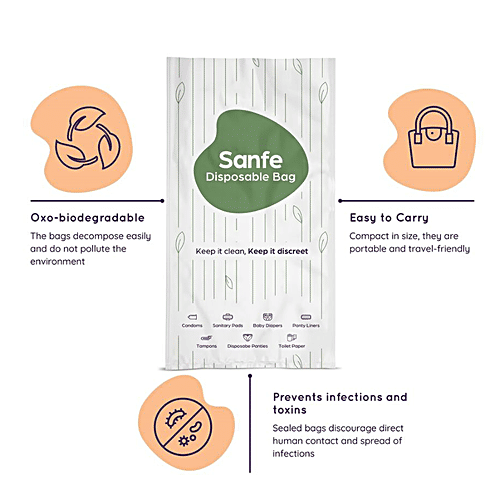 Buy Sanfe OxoBiodegradable Disposal Bag Leak Proof, For Sanitary