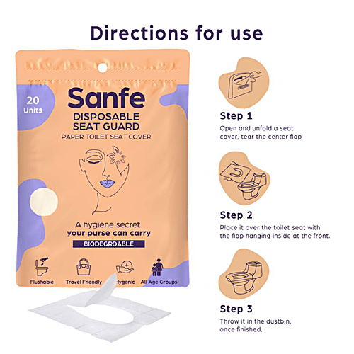Sanfe Disposable Seat Guard Toilet Paper Cover - Biodegradable, Travel Friendly, Hygenic, 20 pcs  