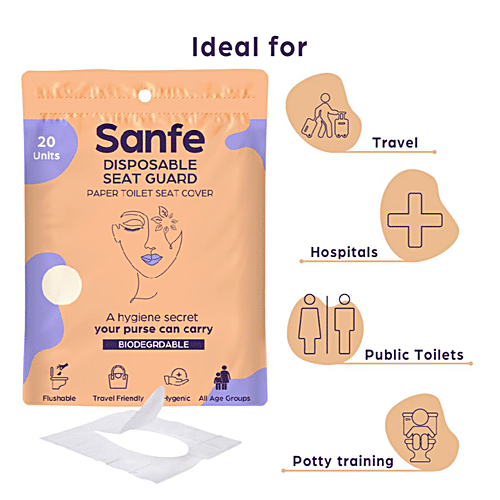 Sanfe Disposable Seat Guard Toilet Paper Cover - Biodegradable, Travel Friendly, Hygenic, 20 pcs  