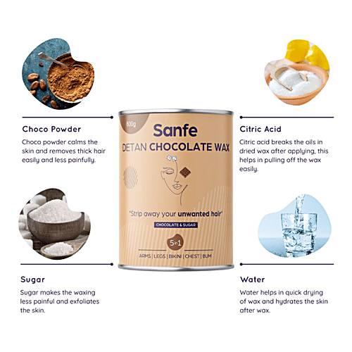 Buy Sanfe 5 In 1 Detan Chocolate Wax Removes Dead Skin, For Hair
