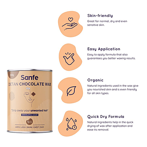 Buy Sanfe 5 In 1 Detan Chocolate Wax Removes Dead Skin, For Hair