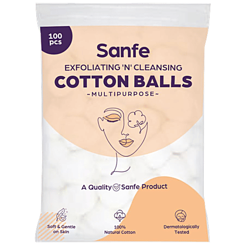Buy Sanfe Exfoliating & Cleansing Cotton Balls Multipurpose, Soft & Gentle Online at Best