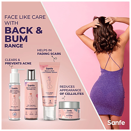 Sanfe Back & Bum Acne Clearing Lotion - With Shea Butter & Peach Extracts For Crusty Skin, 100 ml  