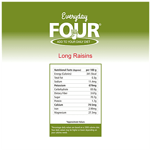 Everyday Four Golden Raisins - Long, Helps In Anaemia, Prevents Cancer, Rich In Dietary Fibre, 200 g  