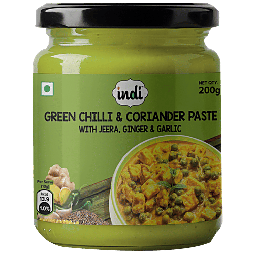 Buy Indi Green Chilli Coriander Paste With Jeera, Ginger & Garlic