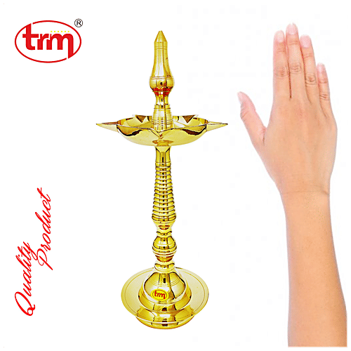 Trm Kerala Pooja Diya Stand - Fancy, Brass Lamp Stand, No.12, 1 pc  
