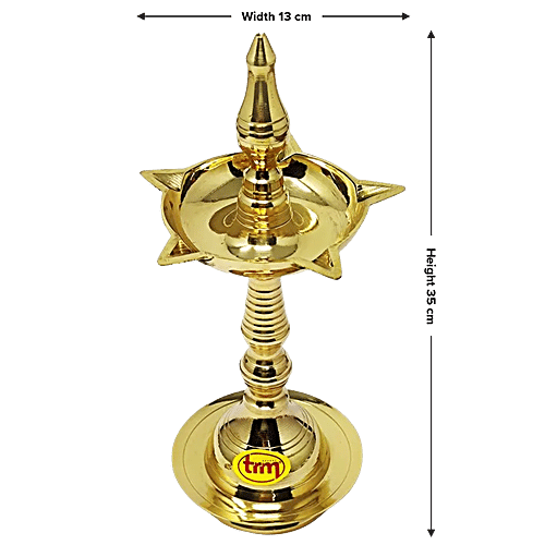 Trm Kerala Pooja Diya Stand - Fancy, Brass Lamp Stand, No.12, 1 pc  