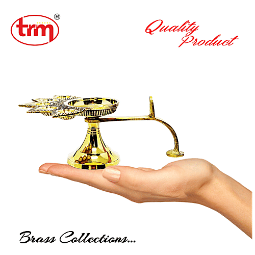 Trm Pooja Pancha Aarti Diya - Brass Metal, No 17, For Home & Mandir Use, 1 pc