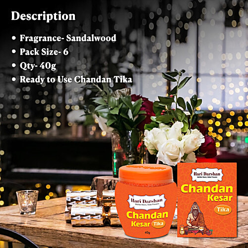 Hari Darshan Chandan Kesar Tika, 80 g Purifying Effect
Brings Peace to the Mind