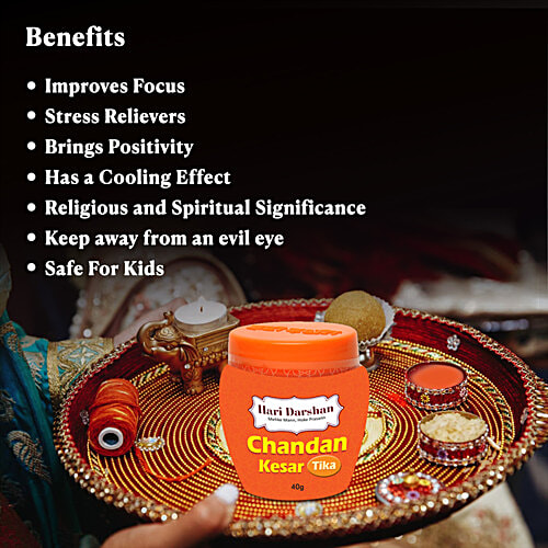 Hari Darshan Chandan Kesar Tika, 80 g Purifying Effect
Brings Peace to the Mind