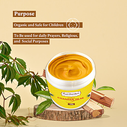 Hari Darshan Premium Chandan Tilak, 100 g  Relieves Insomnia and Stress
 Reduces Pimples and Wrinkles
 Keeps You Positive