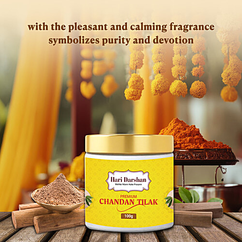 Hari Darshan Premium Chandan Tilak, 100 g  Relieves Insomnia and Stress
 Reduces Pimples and Wrinkles
 Keeps You Positive