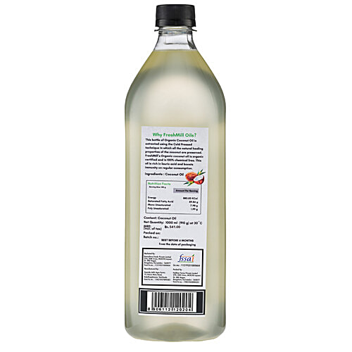 Freshmill Oils Cold Pressed Coconut Oil, Chemical Free, Traditional Extraction, 1 L  