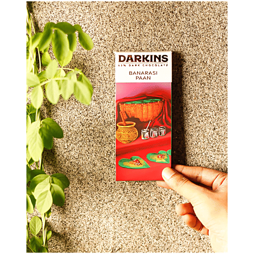Darkins Artisanal Dark Chocolate - With Banarasi Paan, Vegan & Gluten-Free, 50 g