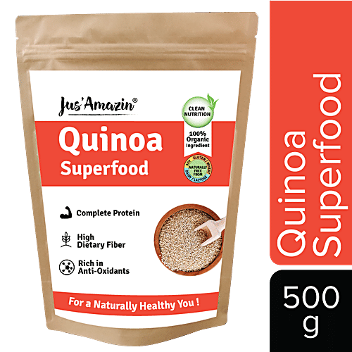 Jus Amazin Organic Quinoa - High Protein Superfood, Rich in Dietary Fiber & Anti-Oxidants, 500 g  Organic Superfood
 Rich in Dietary Fibre
 High in Protein