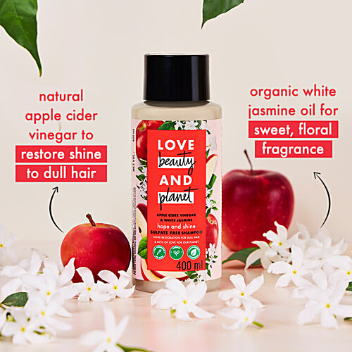 Love Beauty & Planet Apple Cider Vinegar & Jasmine Shine Shampoo - Hope & Shine, Sulfate Free, 400 ml