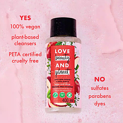 Love Beauty & Planet Apple Cider Vinegar & Jasmine Shine Shampoo - Hope & Shine, Sulfate Free, 400 ml