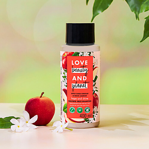 Love Beauty & Planet Apple Cider Vinegar & Jasmine Shine Shampoo - Hope & Shine, Sulfate Free, 400 ml