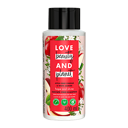 Love Beauty & Planet Apple Cider Vinegar & Jasmine Shine Shampoo - Hope & Shine, Sulfate Free, 400 ml