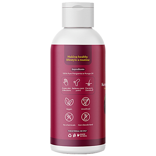 Vedic Rhythm Karanja Seed Oil - Multipurpose Oil For Hair & Body, Antimicrobial Properties, 100 ml  