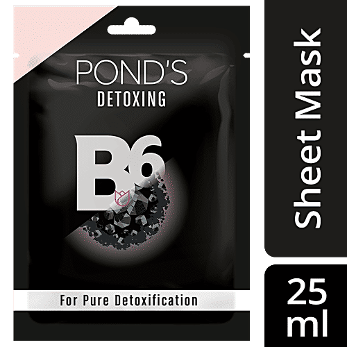 Ponds Vitamin Duo Sheet Mask - Detoxing, Vitamin B6 + Bamboo Charcoal, For Pure Detoxification, 25 ml  