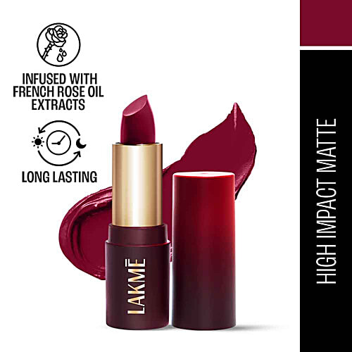 Lakme Cushion Matte Lipstick, 4.5 g Red Crimson