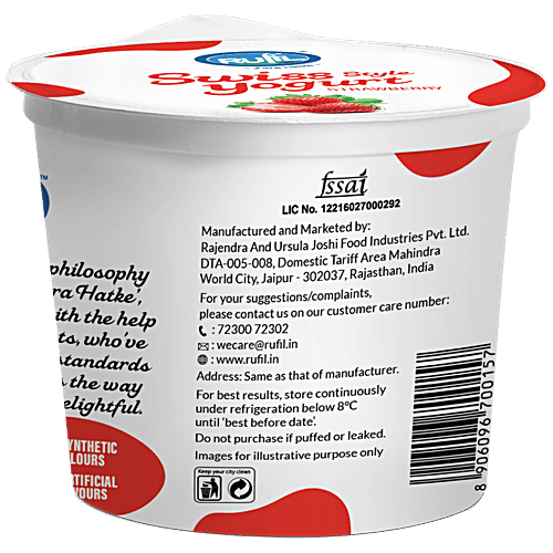 Rufil Swiss Style Yogurt - Strawberry, Protein Rich & Healthy Dessert, 90 g