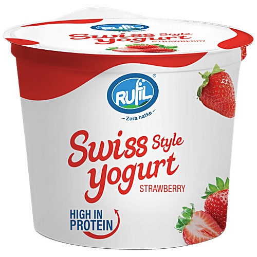 Rufil Swiss Style Yogurt - Strawberry, Protein Rich & Healthy Dessert, 90 g