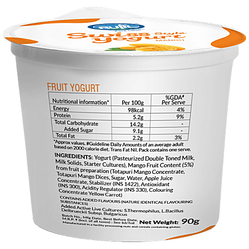 Rufil Swiss Style Yogurt - Mango, Protein Rich & Healthy Dessert, 90 g