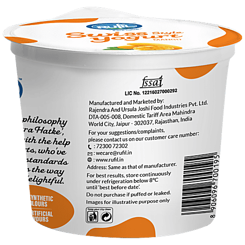 Rufil Swiss Style Yogurt - Mango, Protein Rich & Healthy Dessert, 90 g