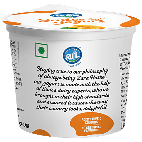 Rufil Swiss Style Yogurt - Mango, Protein Rich & Healthy Dessert, 90 g