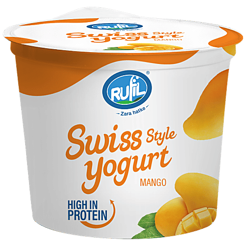 Rufil Swiss Style Yogurt - Mango, Protein Rich & Healthy Dessert, 90 g