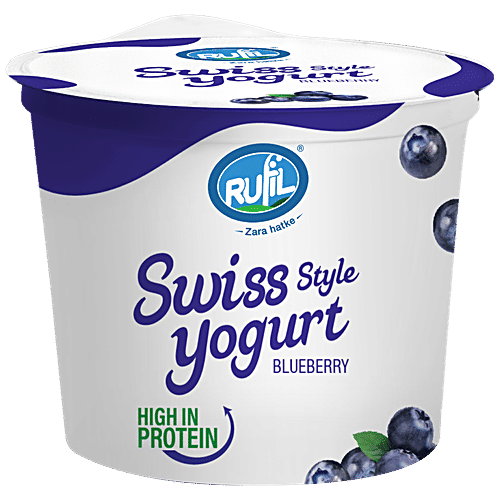 Rufil Swiss Style Yogurt - Blueberry, Protein Rich & Healthy Dessert, 90 g  
