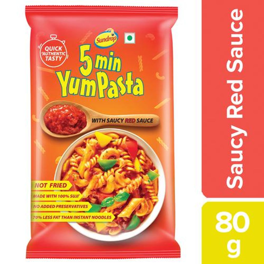 Sundrop 5 Min Yum Pasta - With Red Sauce, 80 g Pouch