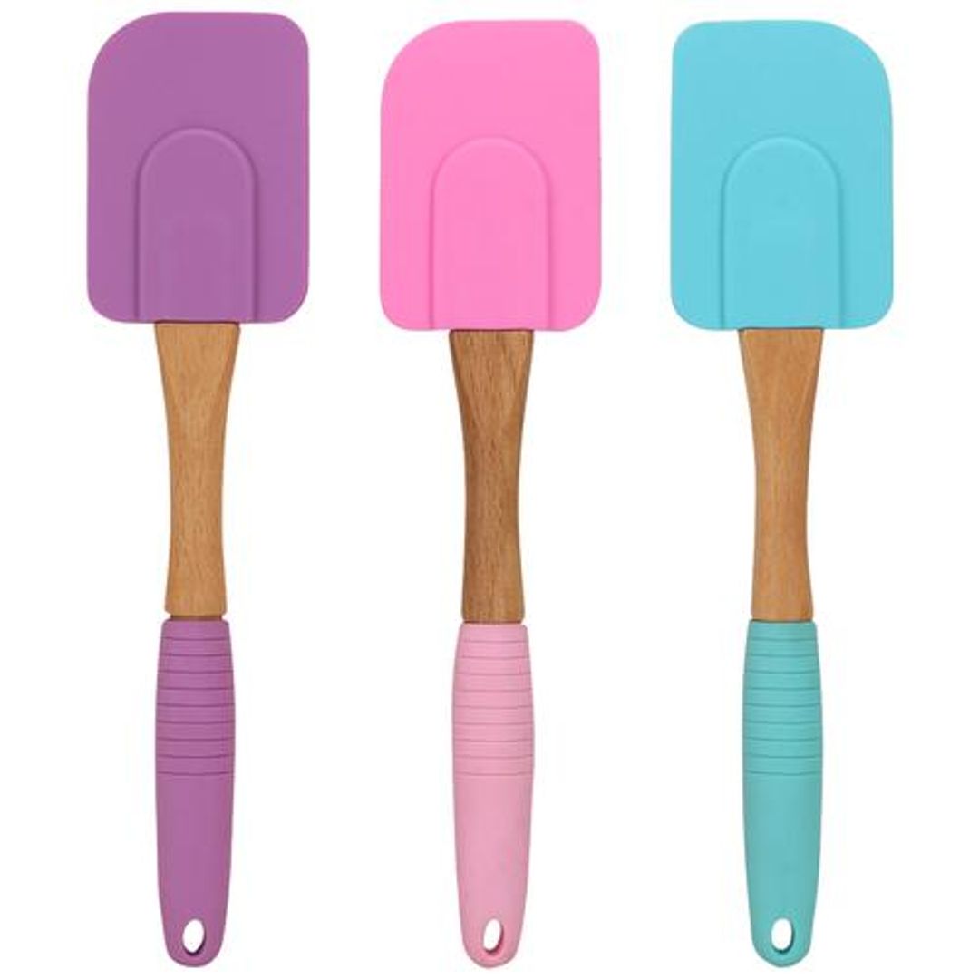 DP Silicone Spatula - With Wooden Handle, Assorted Colour, BB437-C, 1 pc 