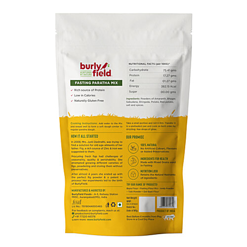 Burlyfield Fasting Paratha - Ready Mix, Natural, Rich In Protein, 200 g  