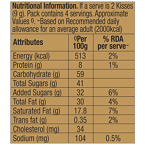 Hershey's Kisses Creamy Milk Chocolate - 30% Less Sugar, 36 g Pouch