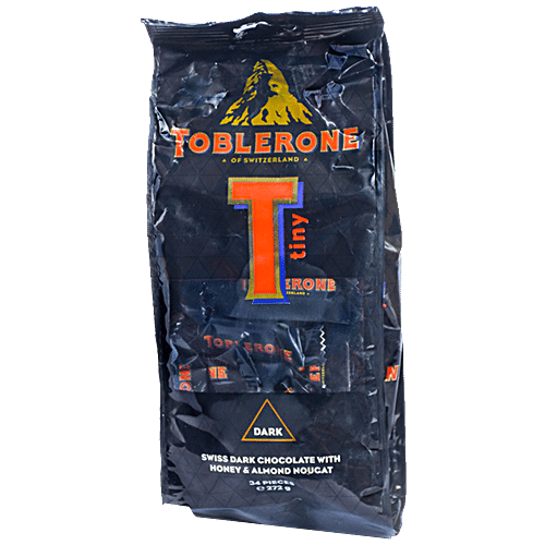 Toblerone Swiss Dark Chocolate With Honey & Almond Nougat - Tiny, 272 g Bag 