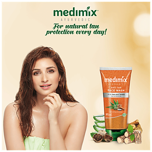 Medimix Ayurvedic Anti Tan Face Wash - Aloe Vera & Tanaka, For Protection From Tan, 100 ml  