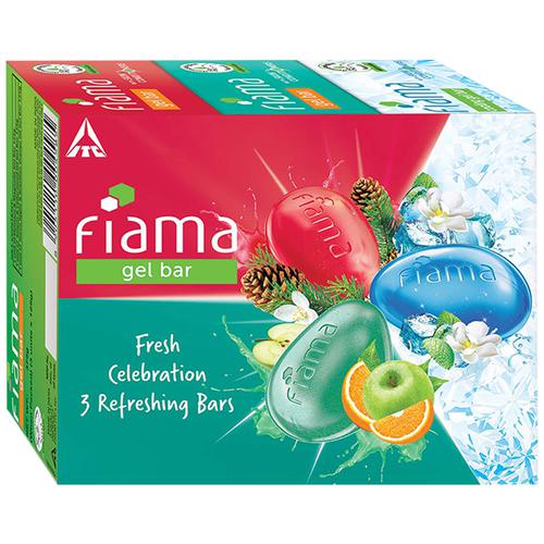 Fiama Fresh Celebration Unique Gel Bar - With Skin Conditioner, Dermatologically Tested, 125 g (Pack Of 3) 