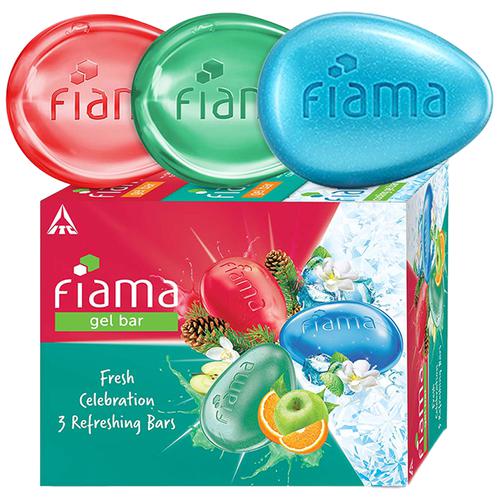 Fiama Fresh Celebration Unique Gel Bar - With Skin Conditioner, Dermatologically Tested, 125 g (Pack Of 3) 