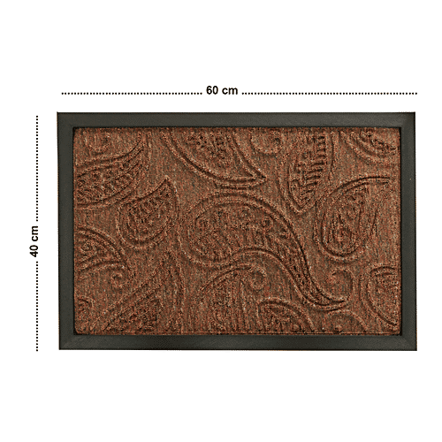Cocotuft Door/Floor Mats - Rubber Moilded, 9mm Thick, Leaf Design, Beige, 1 pc  