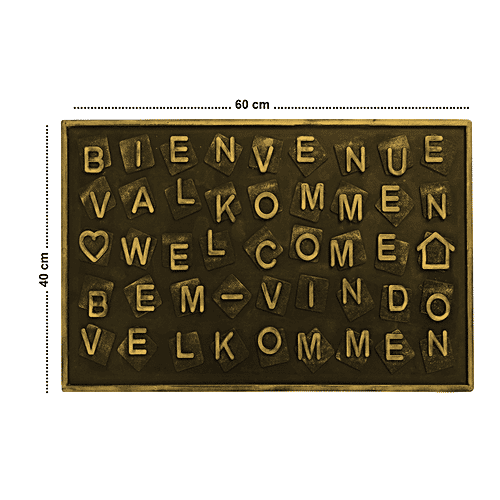 Cocotuft Door/Floor Mats - 100% Rubber, 9-10mm Thick, Multilingual Welcome Design, 1 pc
