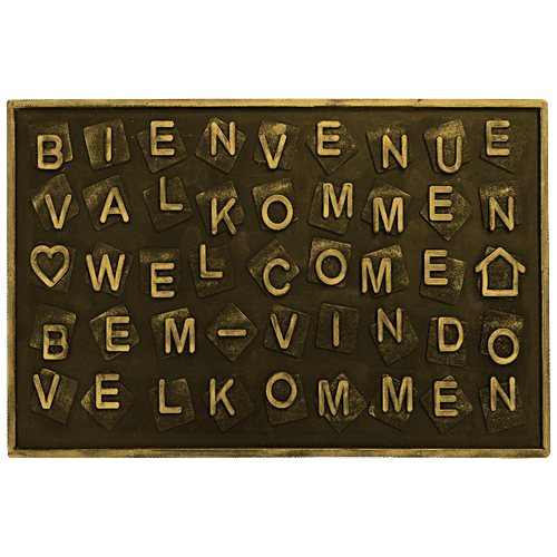 Cocotuft Door/Floor Mats - 100% Rubber, 9-10mm Thick, Multilingual Welcome Design, 1 pc