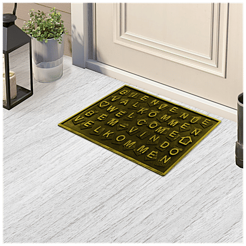 Cocotuft Door/Floor Mats - 100% Rubber, 9-10mm Thick, Multilingual Welcome Design, 1 pc
