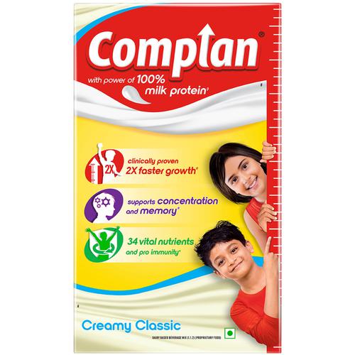 Complan Creamy Classic Nutrition Drink - Vitamin C & A Supports Kids Immune, Clinically Proven For 2X Faster Growth Formula, 1 kg  With 100% Milk Protein, Supports Memory and Concentration