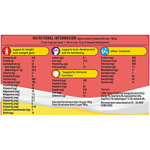 Complan Nutrition Drink Powder - For Kids, Kesar Badam Flavour, 500 g  With protein & 34 vital nutrients