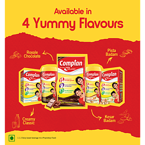 Complan Nutrition Drink Powder - For Kids, Kesar Badam Flavour, 500 g  With protein & 34 vital nutrients
