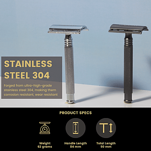 Hajamat Spade Double Edge Safety Razor - Stainless Steel 304, Closed Comb, Chrome Finish, 62 g  